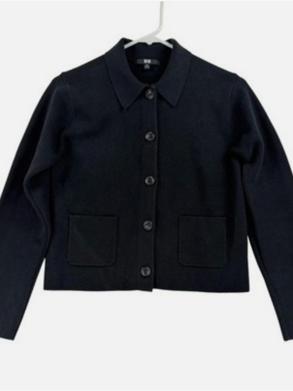 Uniqlo Black Button-Up Cropped Cardigan Blazer